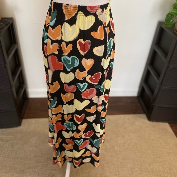 Terry Ward women’s vintage 90’s heart print buttoned midi skirt Sz XL Multi - Picture 6 of 6